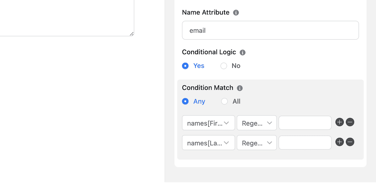 Configurar lógica condicional para un formulario.