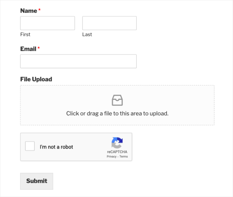 Eșantion de formular Captcha