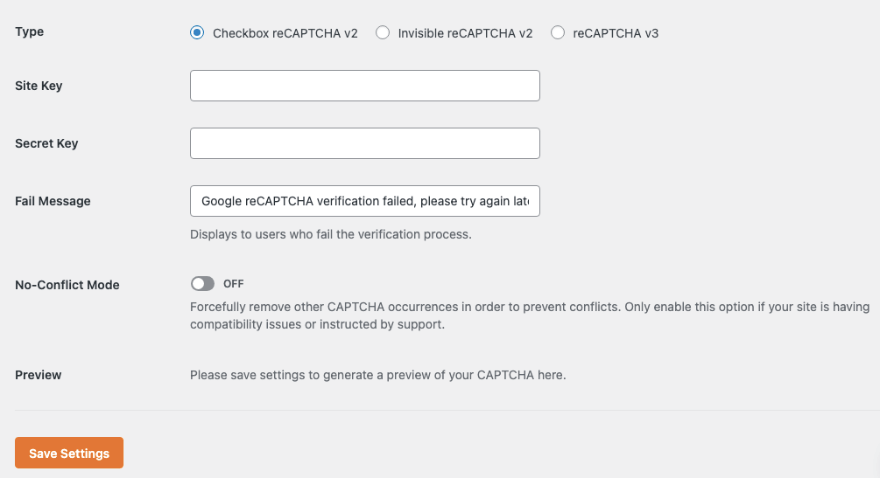 Нет режима конфликта в WPForms