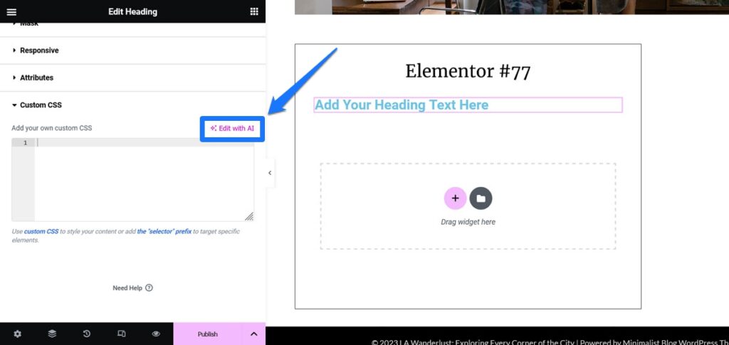 generatore di codice ai in elementor