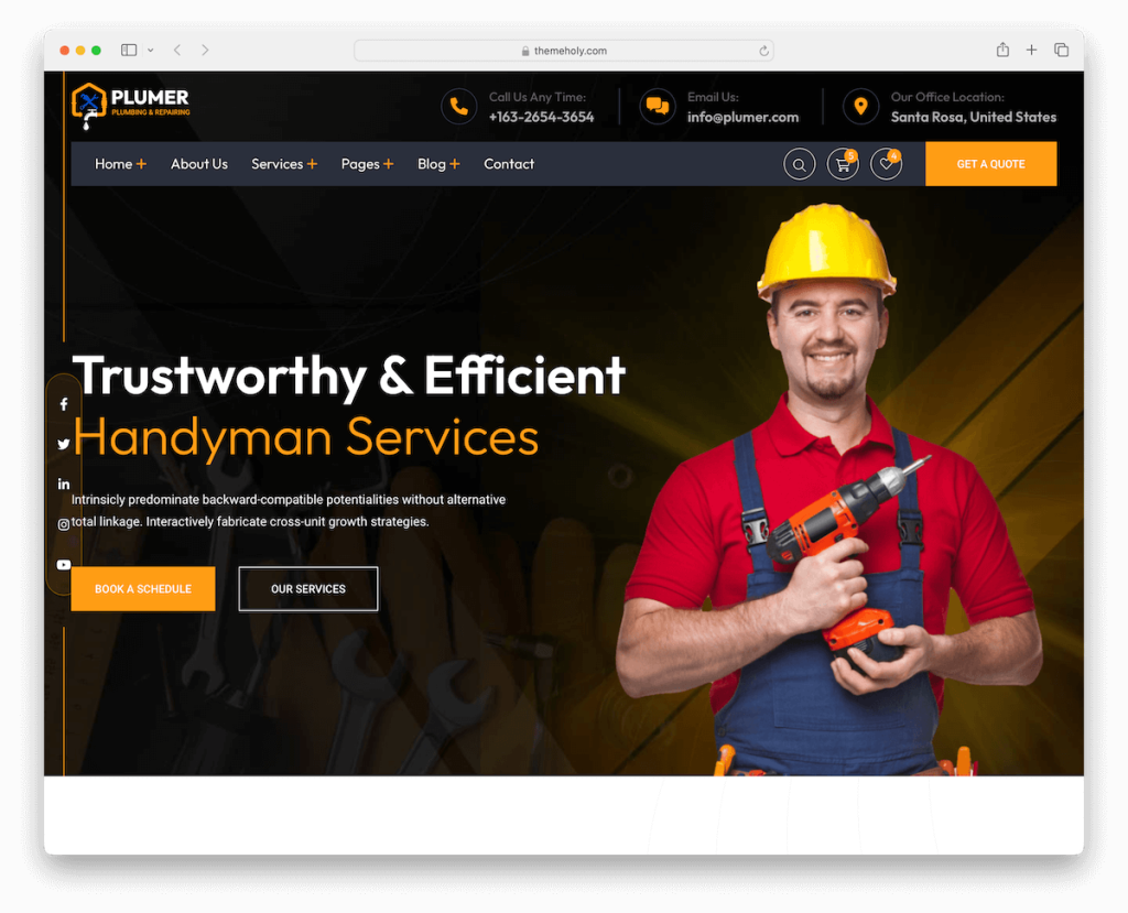 Plumer Handyman 웹 사이트 템플릿