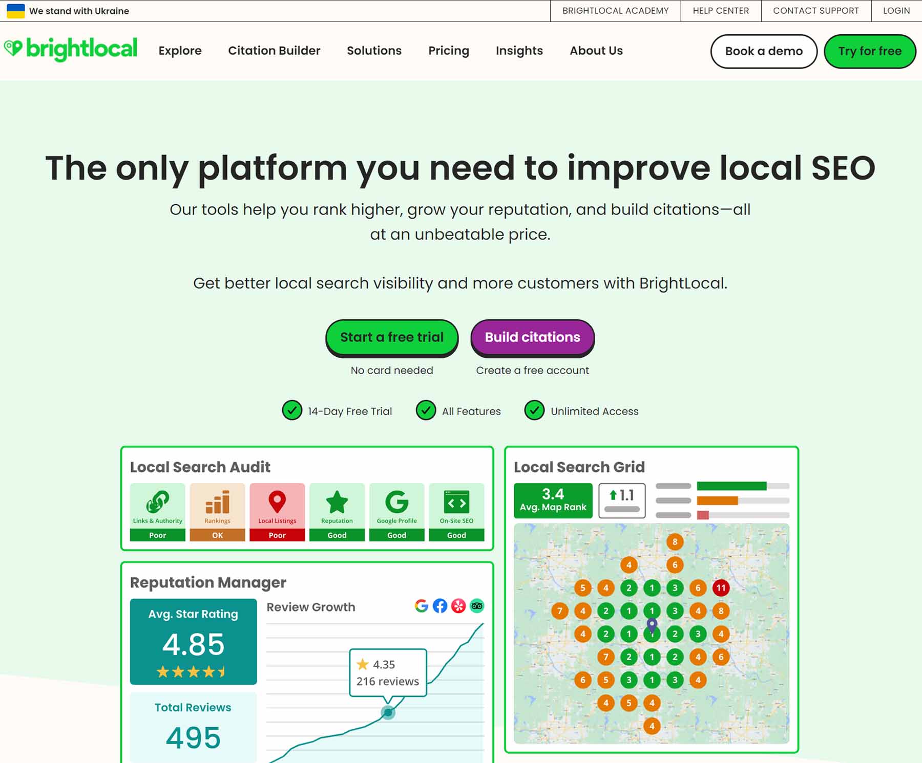 zrzut ekranu witryny BrightLocal