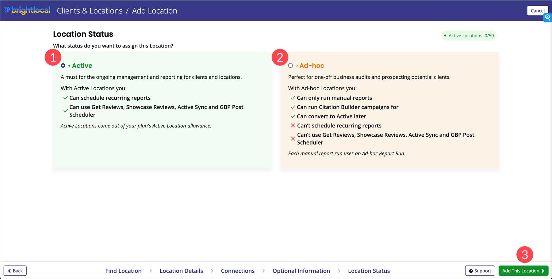 Brightlocal 位置設置