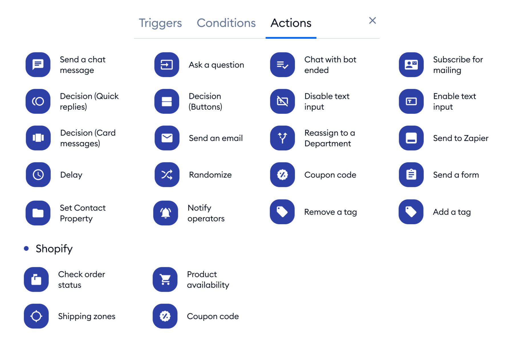 إجراءات Tidio Chatbot