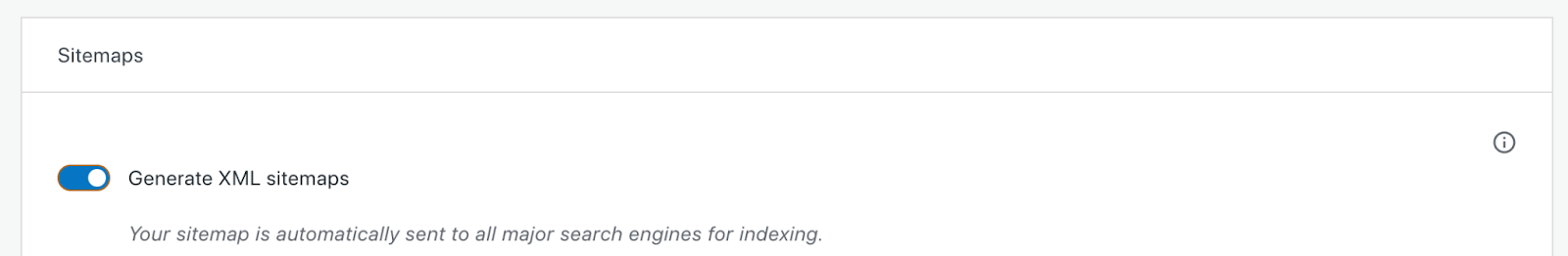 Aquí encontrará una opción para generar mapas de sitio XML. Mueva este interruptor para activar la función.