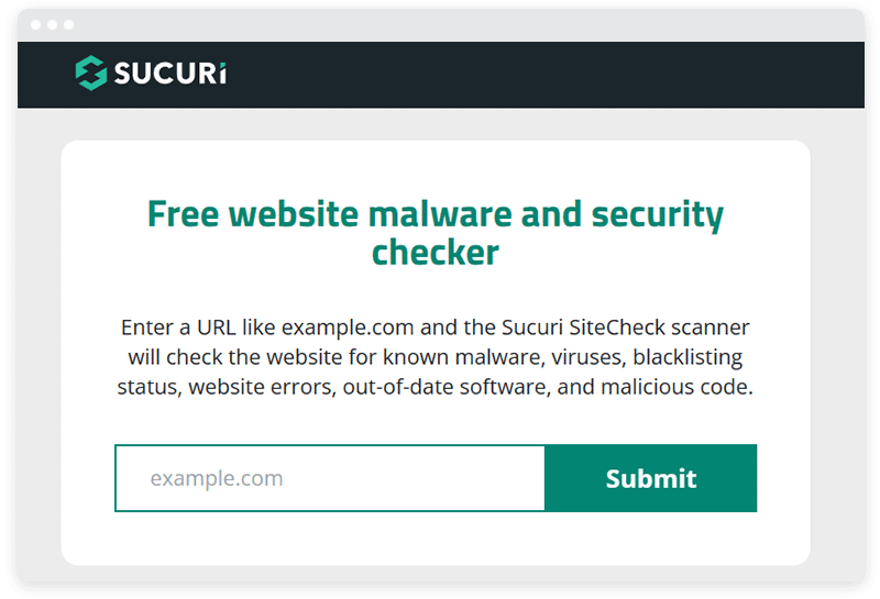 Sucuri セキュリティ チェッカー ページのスクリーンショット。