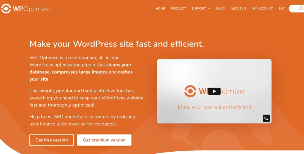 wp-optimize-plugin-website-homepage-where-you-can-install-the-speed-and-performance-optimization-plugin 的屏幕截图