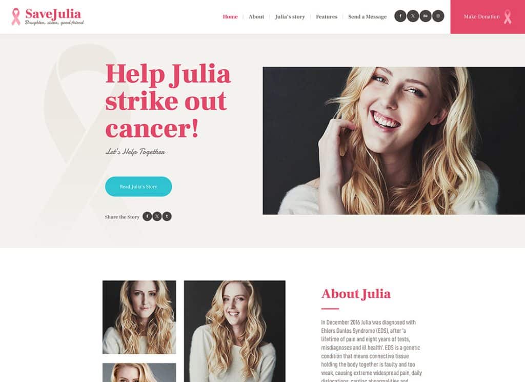 Save Julia - Tema WordPress per donazioni e raccolte fondi di beneficenza