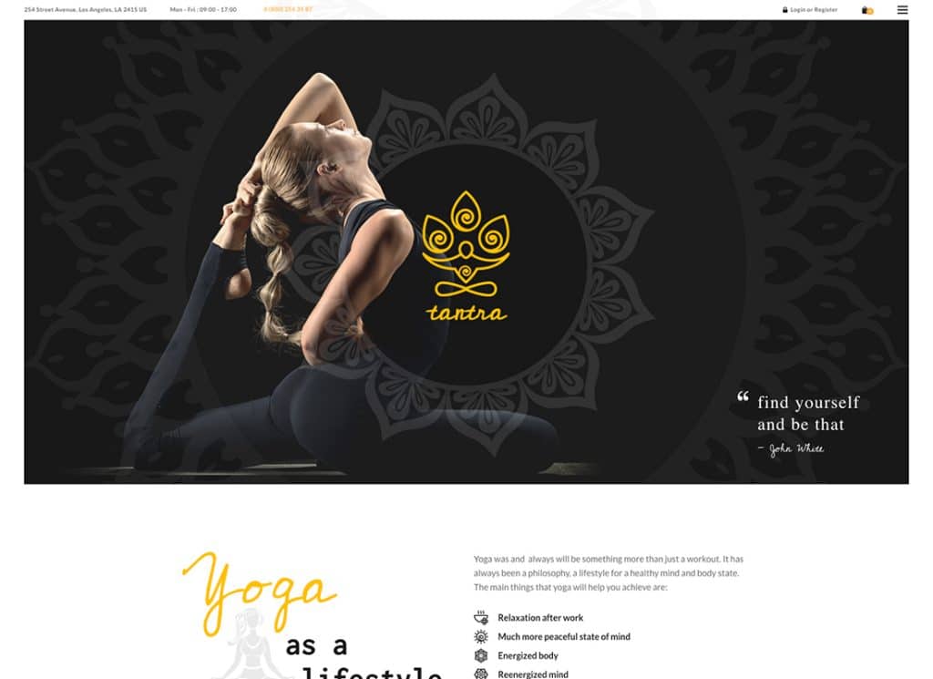 Tantra - Tema WordPress per Yoga Studio e Fitness Club