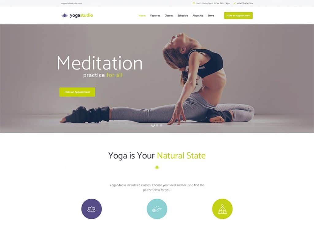 Tema WordPress per Yogastudio, palestra e assistenza sanitaria