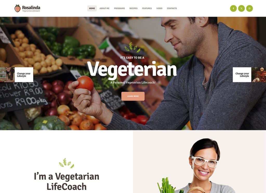 Rosalinda - Tema WordPress per coach della salute e blog sullo stile di vita vegetariano