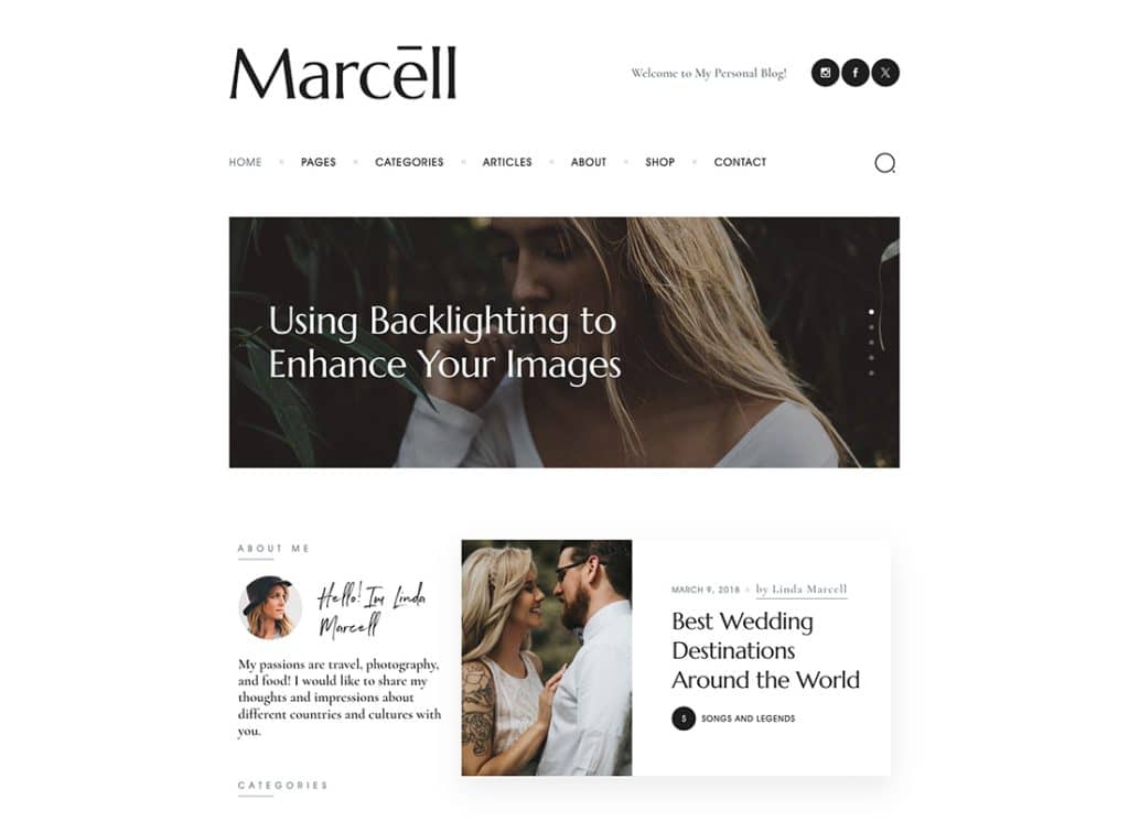 Marcell - Tema WordPress per blog e riviste personali multiconcetto