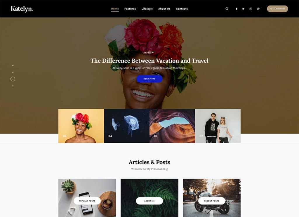 Katelyn - Tema WordPress per il blog creativo di Gutenberg