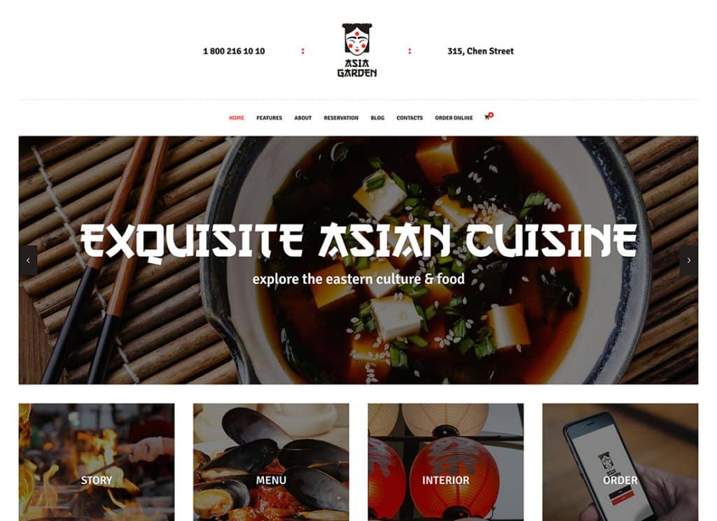 Asia Garden – motyw WordPress dla restauracji z kuchnią azjatycką