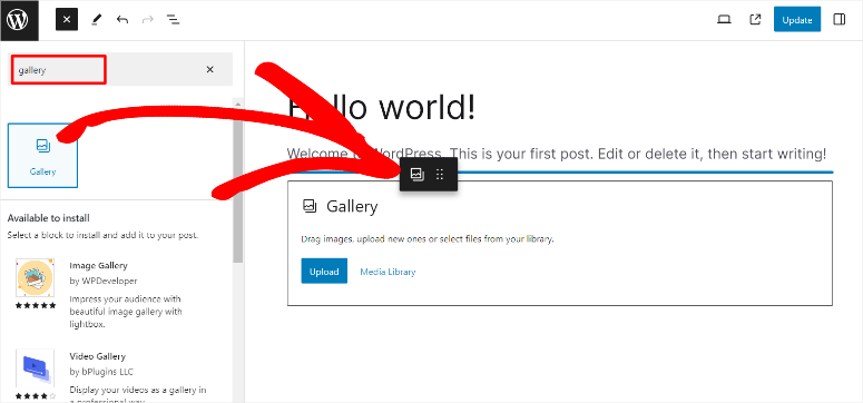 default way to add wordpress gallery