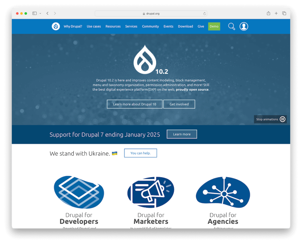 drupal çok bölgeli cms