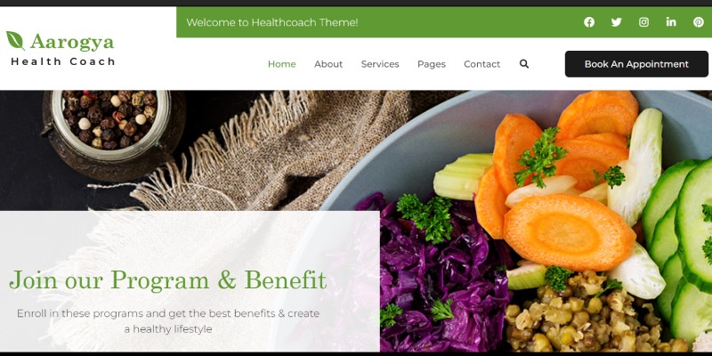 Aarogya Nutrition Dietitian WordPress Theme Preview ThemeForest