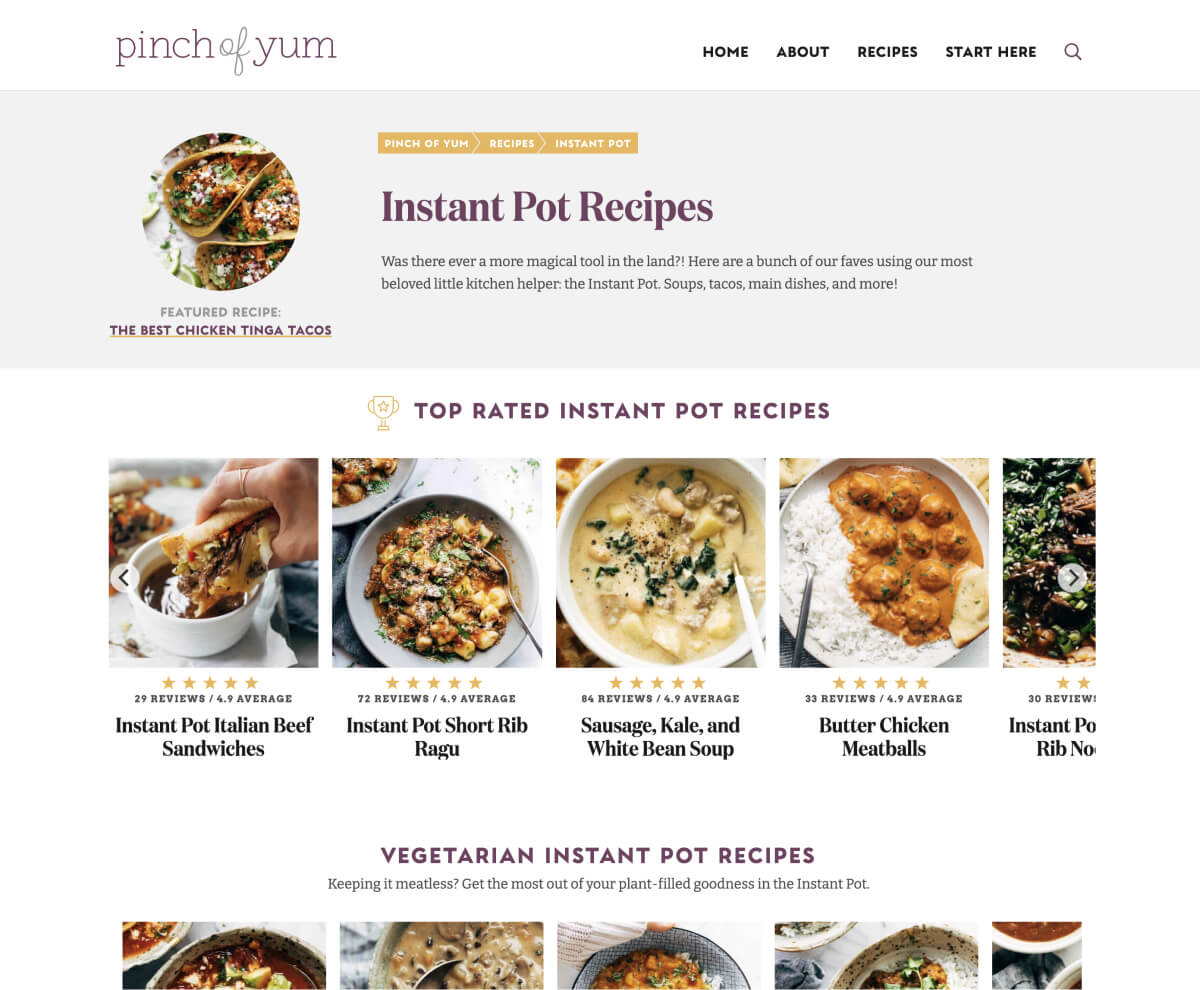 Page d'archives de catégories de Pinch of Yum pour les recettes Instant Pot