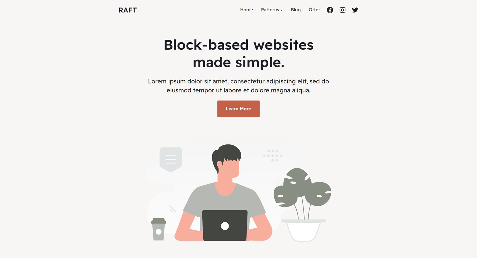 Illustration de Raft, l'un des thèmes de blocs responsive de WordPress.