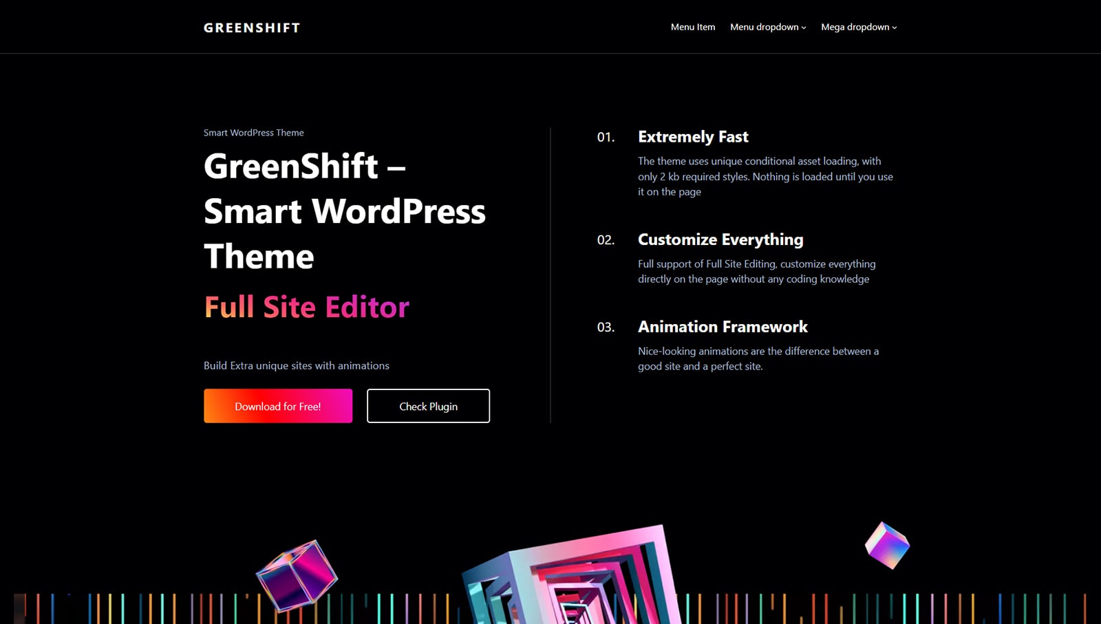 Greenshift 的渲染，这是一个用于 FSE 体验的快速加载 WordPress 主题。