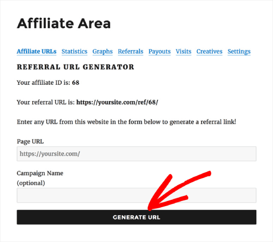 ตัวสร้าง URL อ้างอิง Affiliatewp