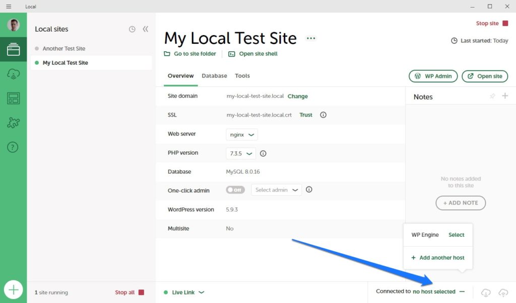 connettersi al provider di hosting in locale