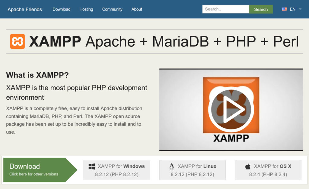 home page di xampp