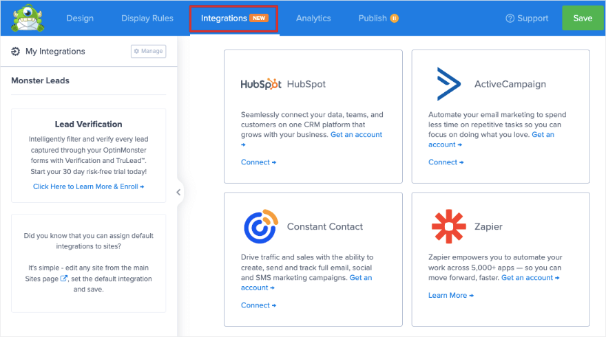 Integraciones de OptinMonster