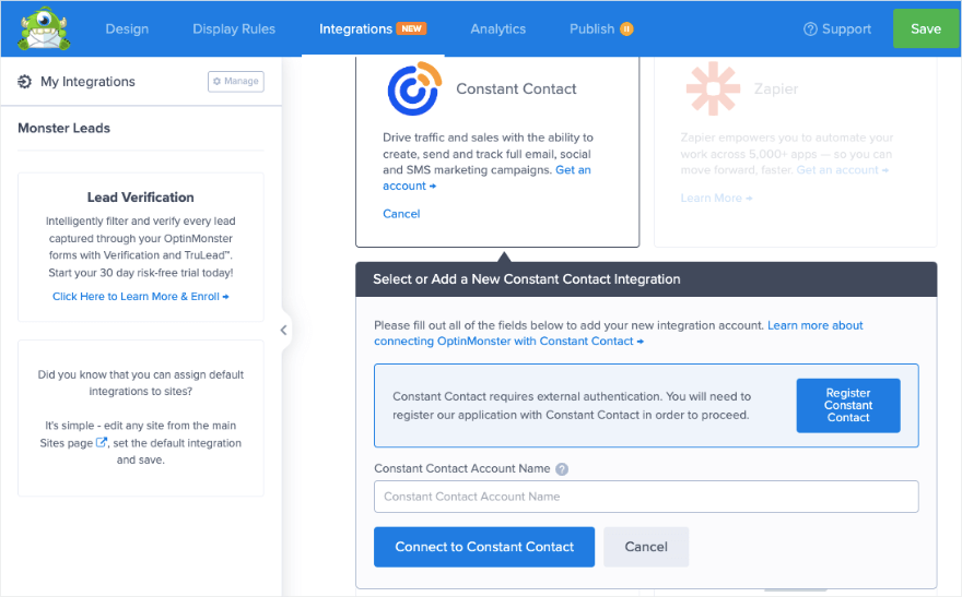 Connettiti a Contatto costante