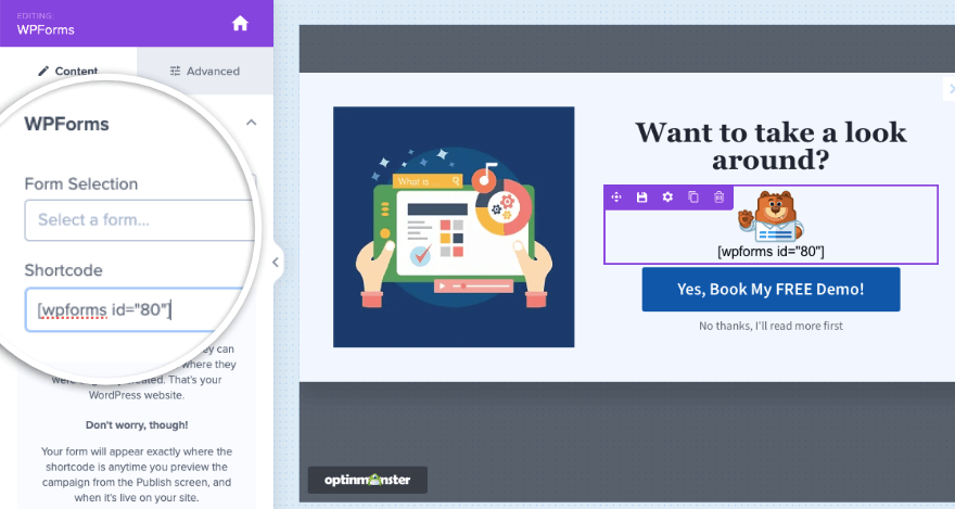 Bloc WPForms dans OptinMonster