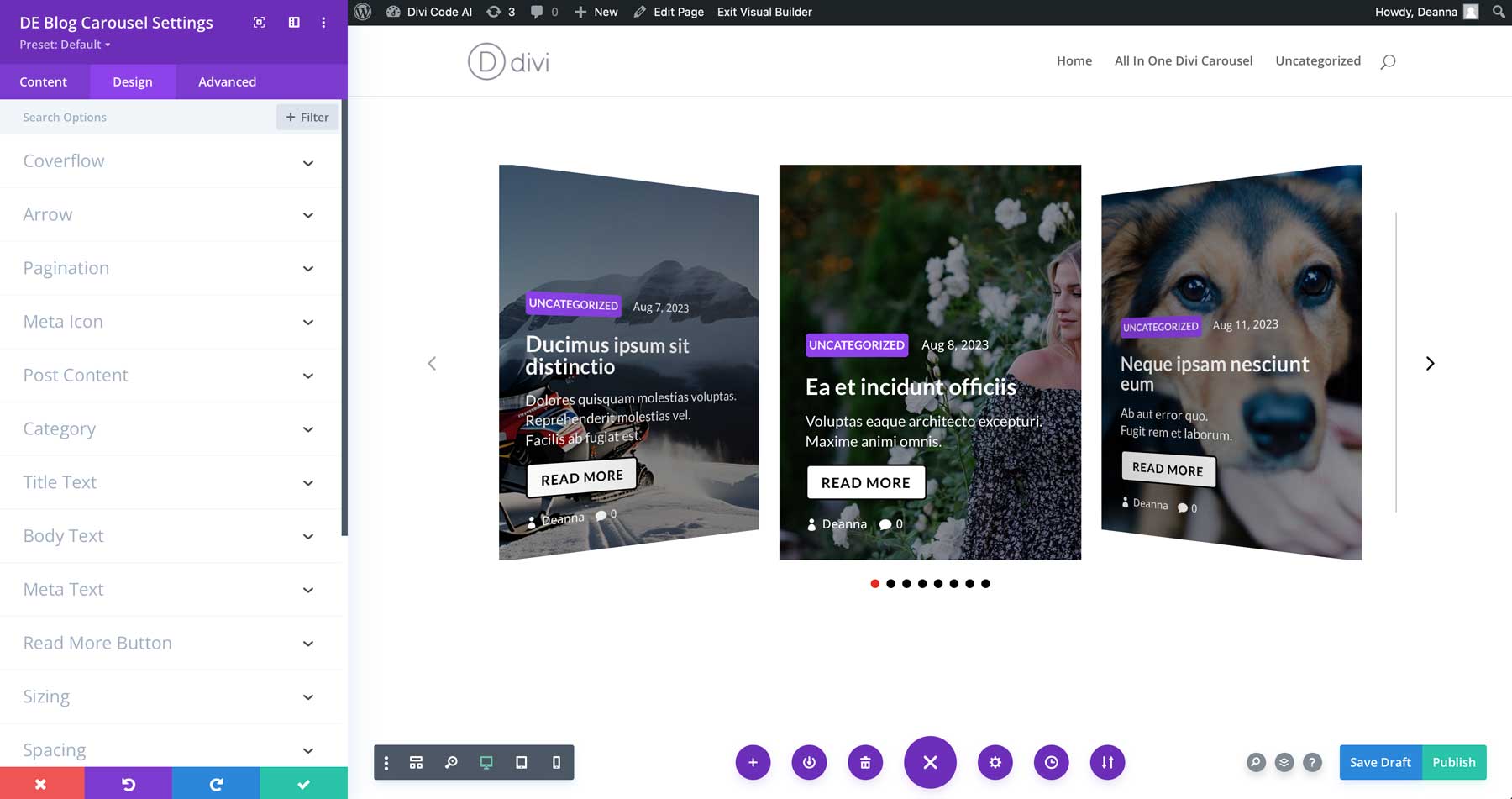 Configuraciones de diseño Divi