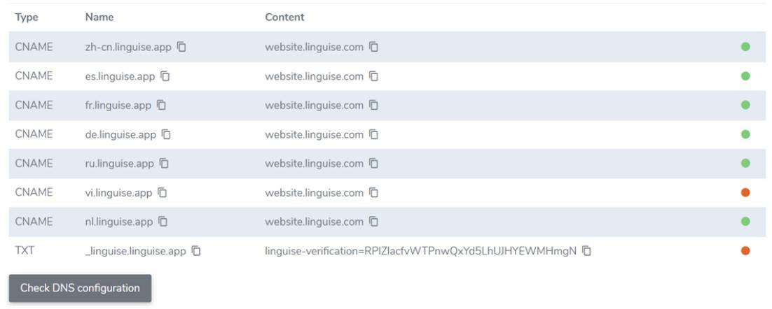 Idioma de configuración DNS