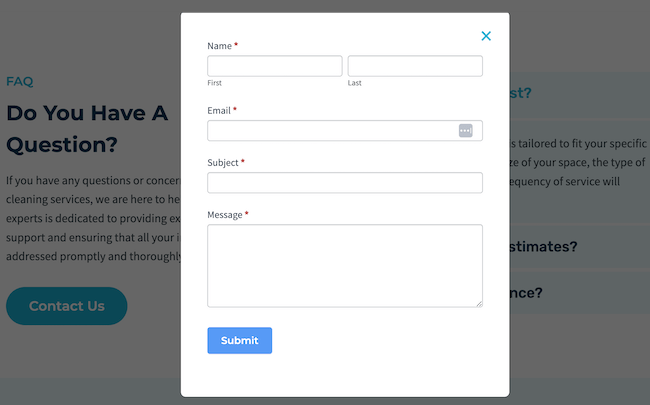 Un exemple de formulaire de contact contextuel modal Bootstrap