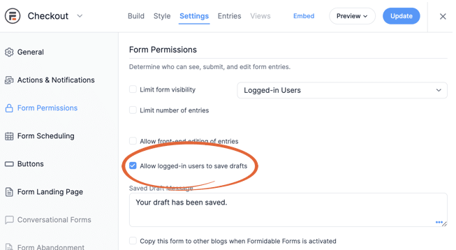 Guardar formularios como borrador