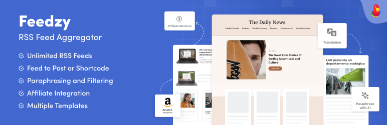 Feedzy WordPress RSS Aggregator plugin banner