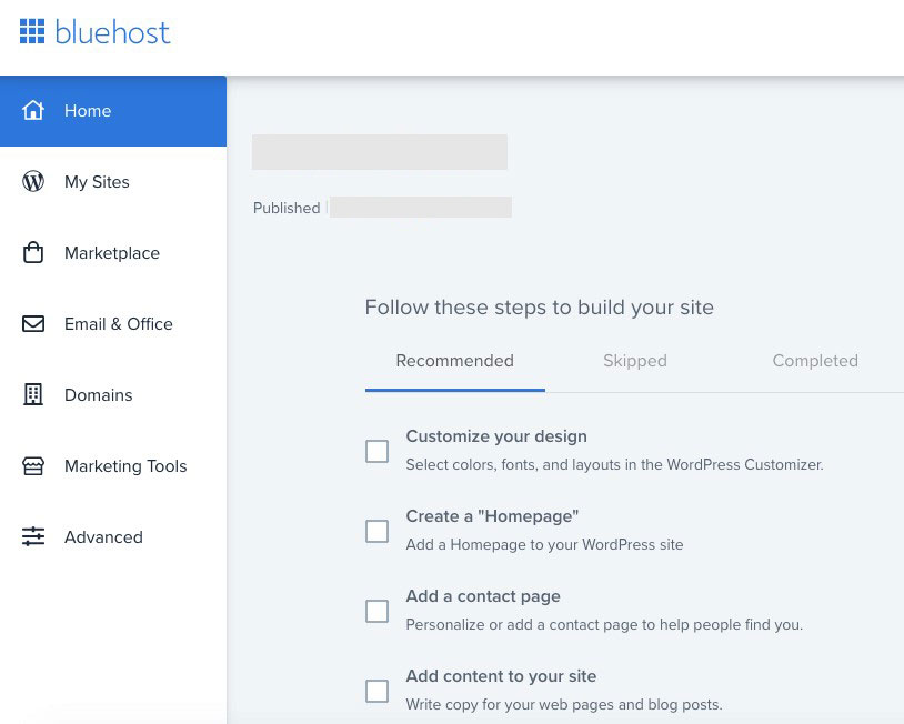 Bluehost cPanel-Dashboard