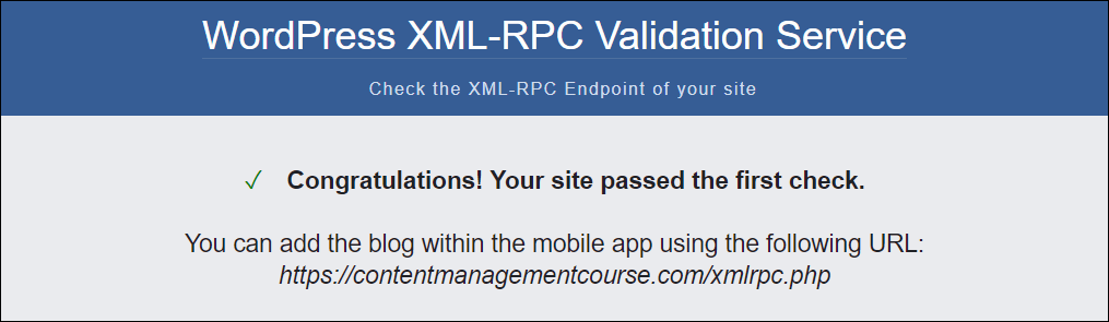 Outil de validation XML-RPC.