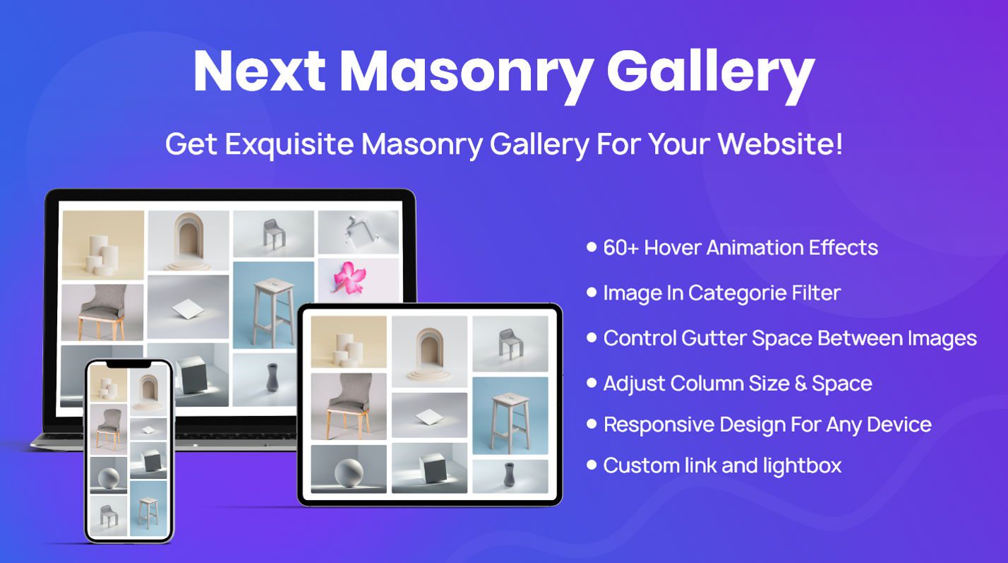 ปลั๊กอิน Divi Gallery ที่ดีที่สุด - รูปภาพเด่นส่วน Next Masonry Gallery