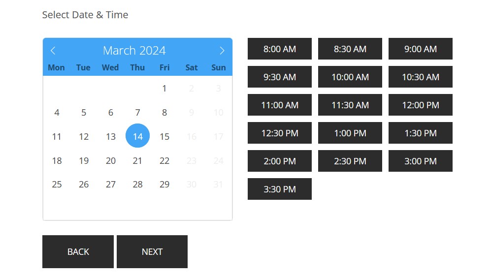 esquema de calendário azul material