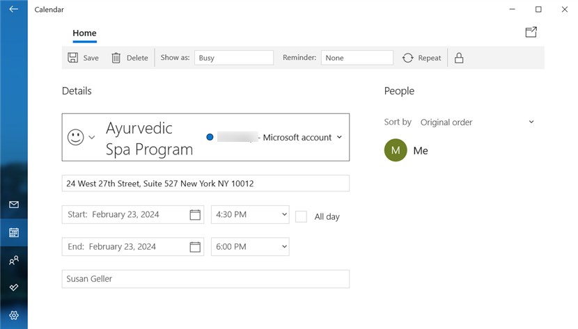 Calendario de Outlook.