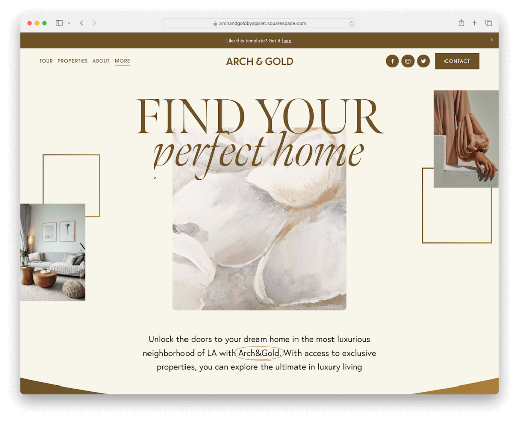 아치 골드 squarespace 템플릿