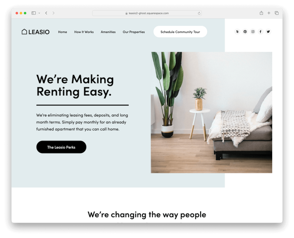 leasio squarespace 템플릿