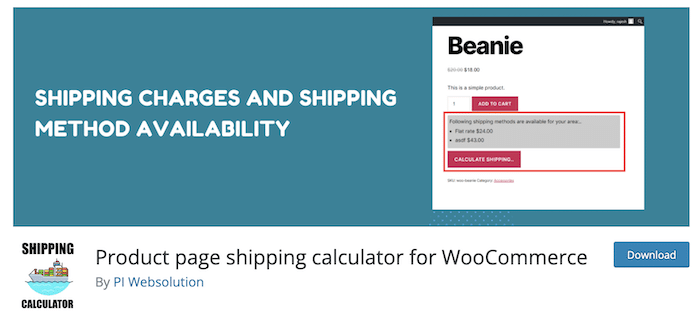 WooCommerce 的产品页面运费计算器