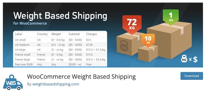 WooCommerce 基于重量的运费计算器