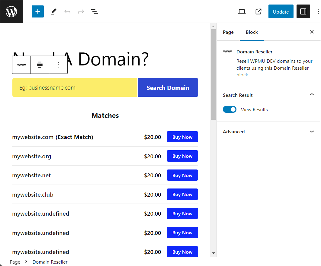 Bloc Reseller de domeniu