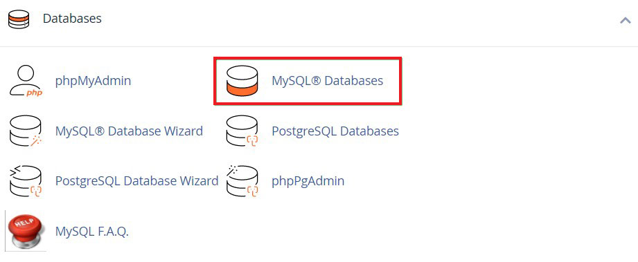 ตัวเลือกฐานข้อมูล MySQL ใน cPanel