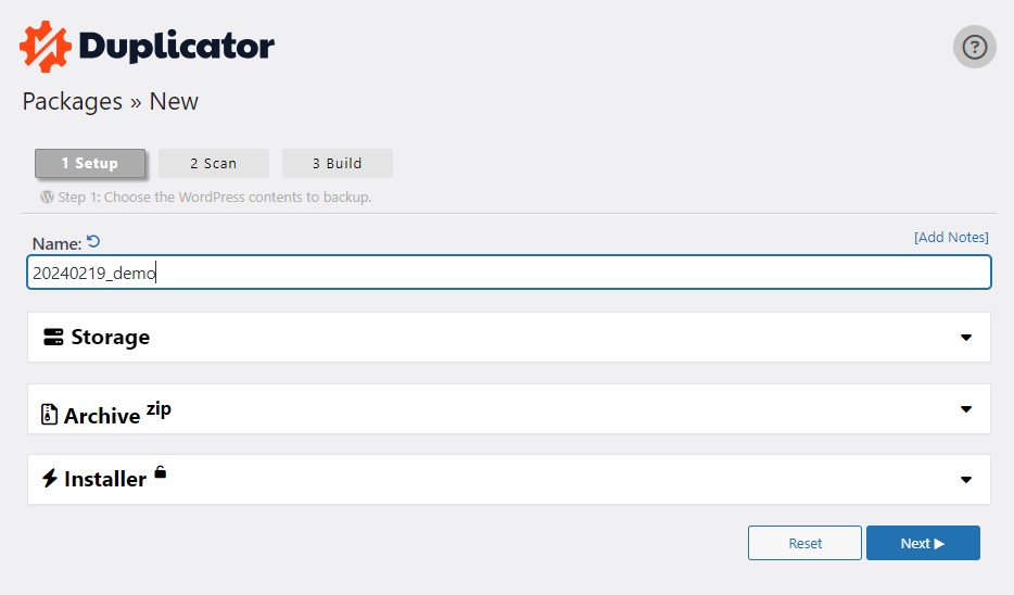 Impostazioni di configurazione del duplicatore