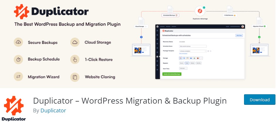 Duplicator — плагин WordPress для миграции и резервного копирования