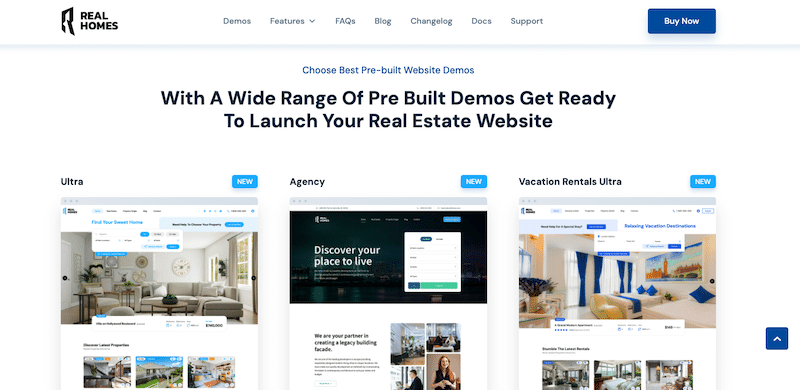 Demo untuk meluncurkan situs web real estate - Real Homes