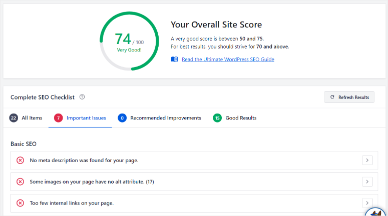 aioseo site audit